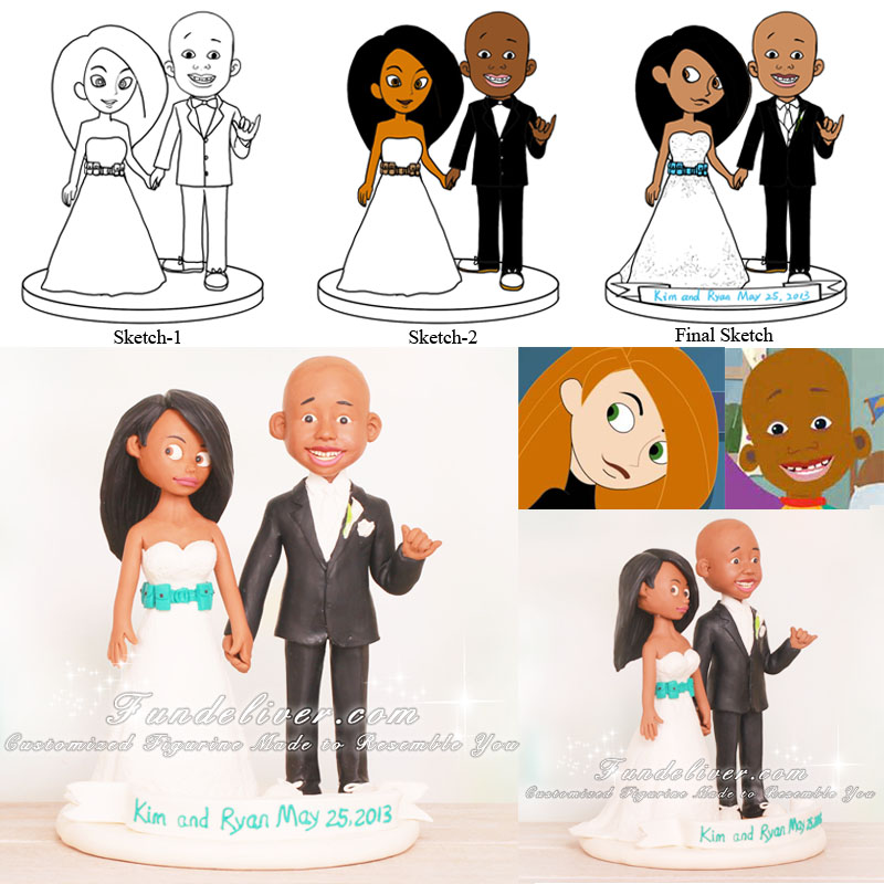 Little Bill and Kimpossible Wedding Cake Toppers